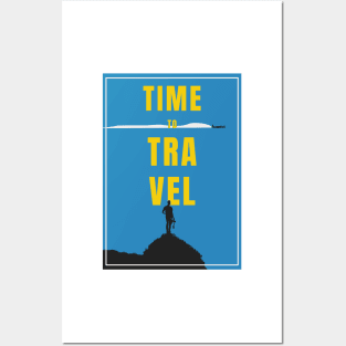 Time To Travel Graphic Art In Blue-Yellow Posters and Art